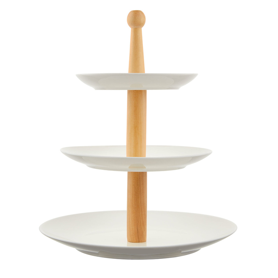 Patera na ciasto trzypiętrowa porcelanowa Florina