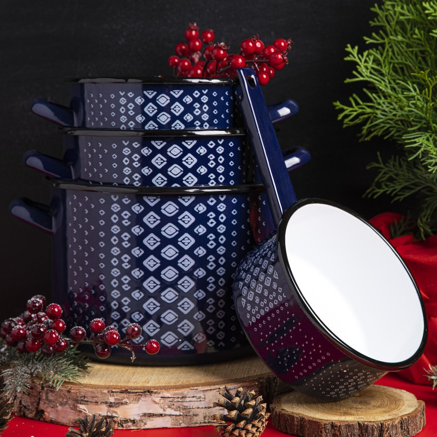 Garnek emaliowany Emalia Polska Pleszew Trelis 22 cm 6,25 l