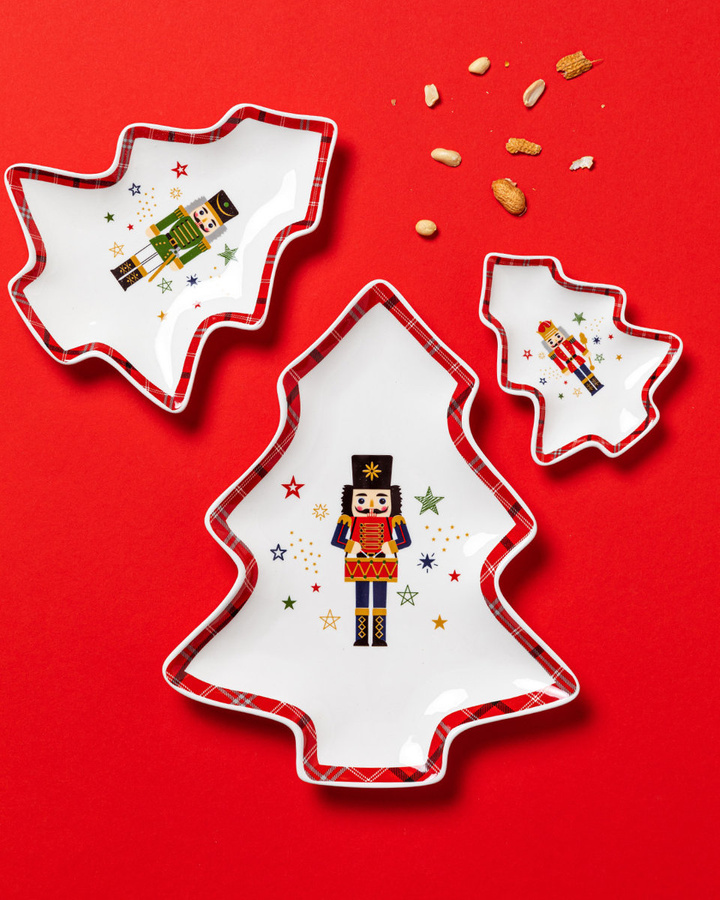 Talerz do serwowania w kształcie choinki Nutcracker Dziadek do orzechów 29x24cm