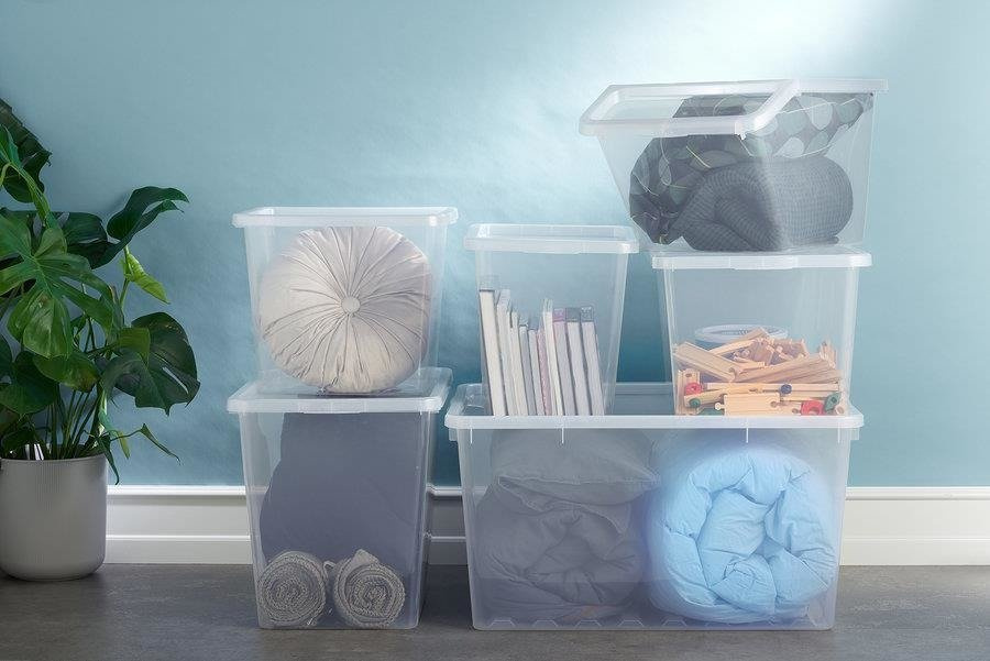 Zestaw 3 pojemników z pokrywą Basic, pod łóżko, 30 L.