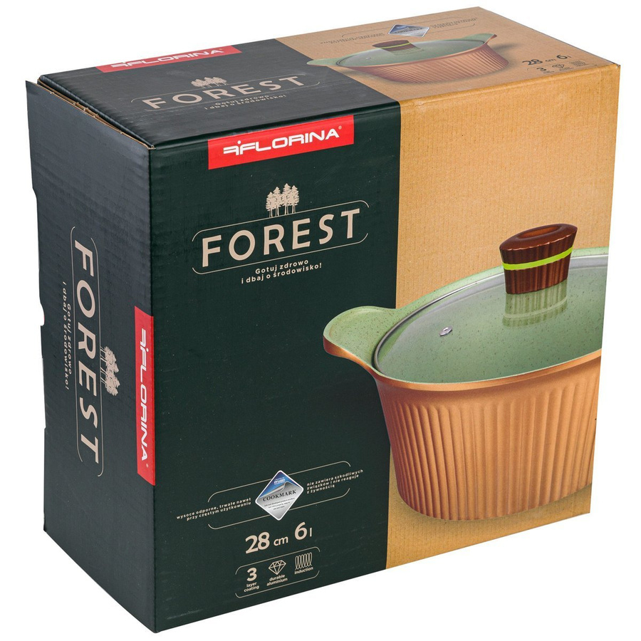 Garnek aluminiowy Florina Forest z pokrywką 28 cm 6 l