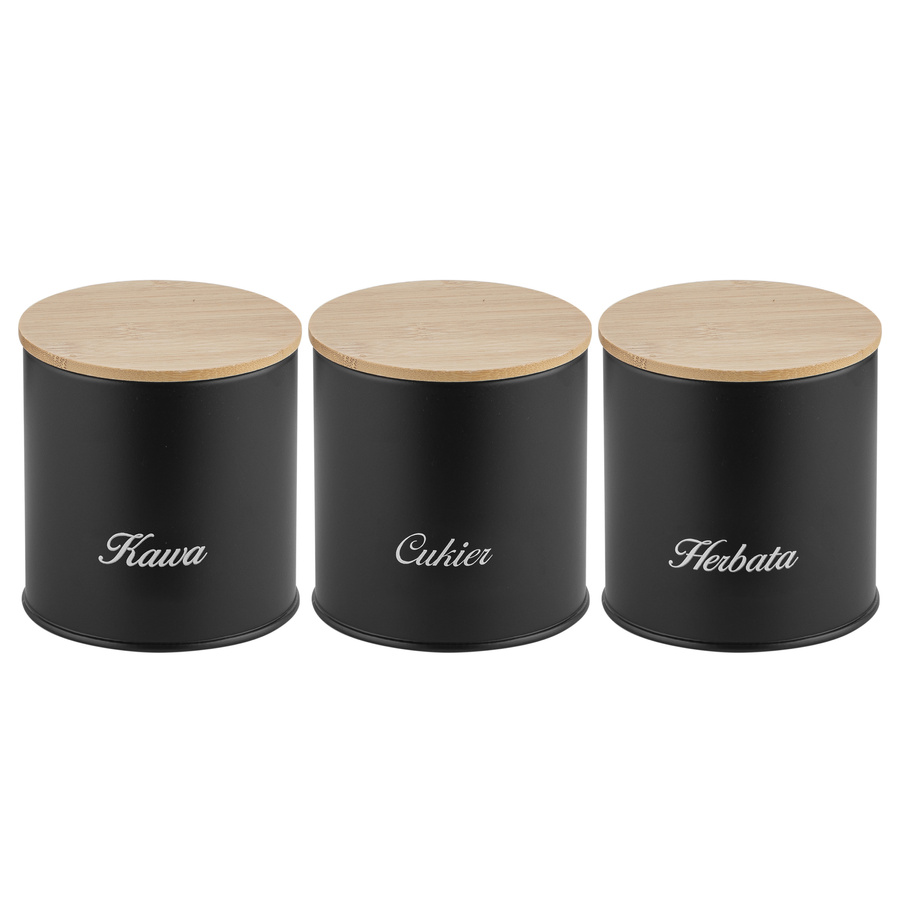 Zestaw kuchenny chlebak i 3 pojemniki na kawę herbatę cukier Florina Elegant czarny