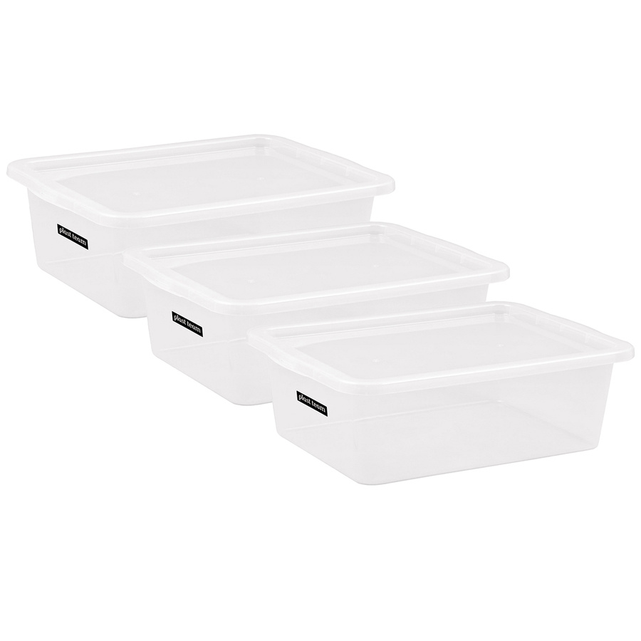 Zestaw 3 pojemników z pokrywą Basic, pod łóżko, 30 L.