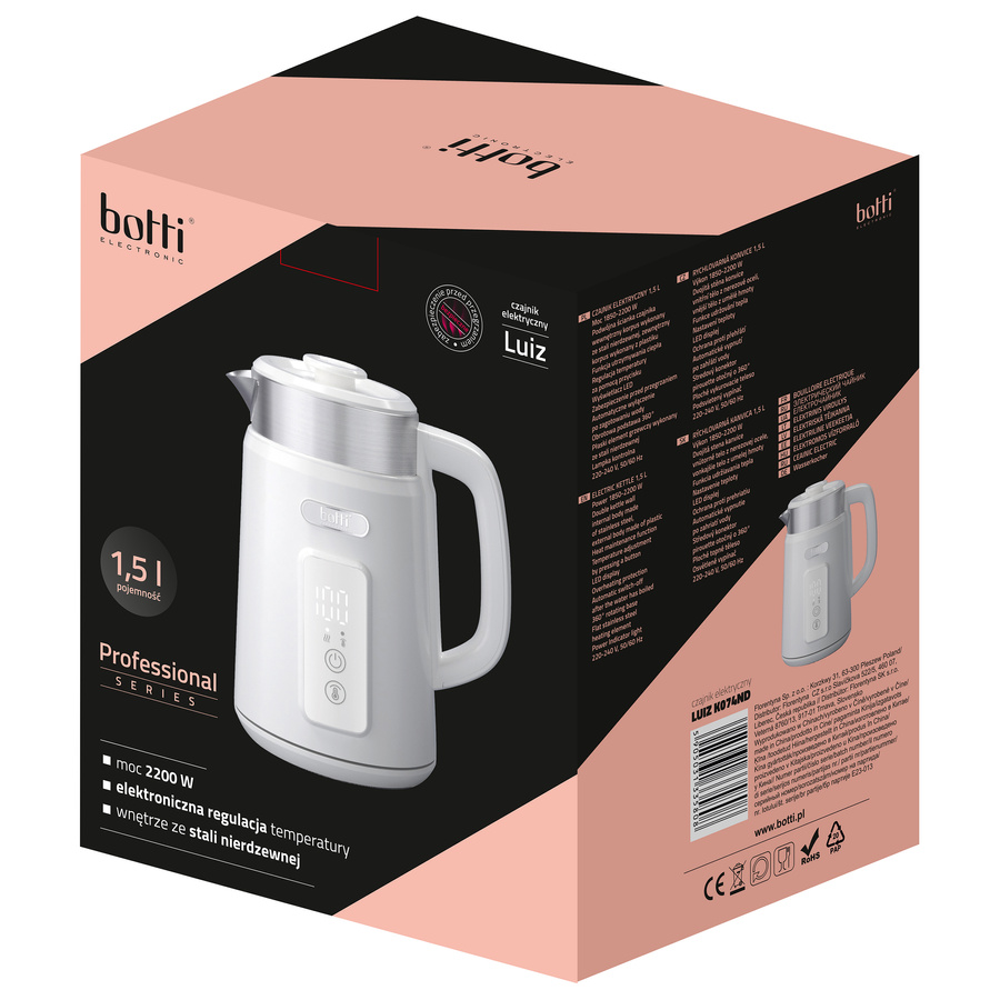 Czajnik elektryczny Botti Electronic Luiz 1,5 l biały