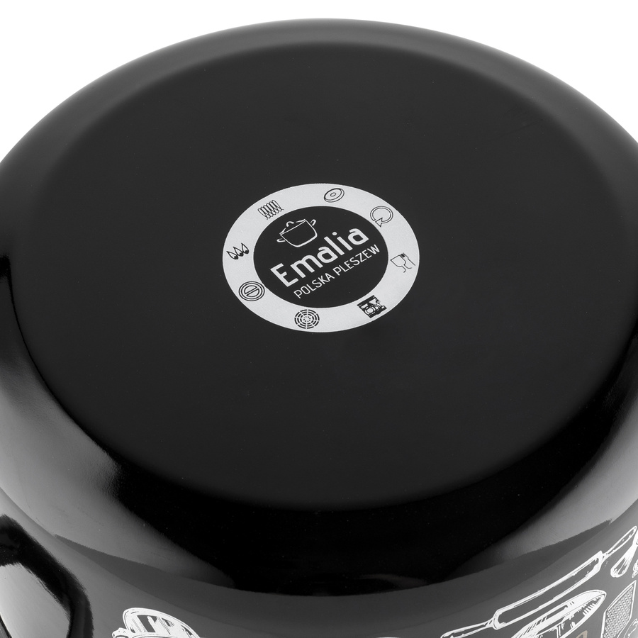 Garnek Emaliowany prosty Kitchen Black 18cm 3l