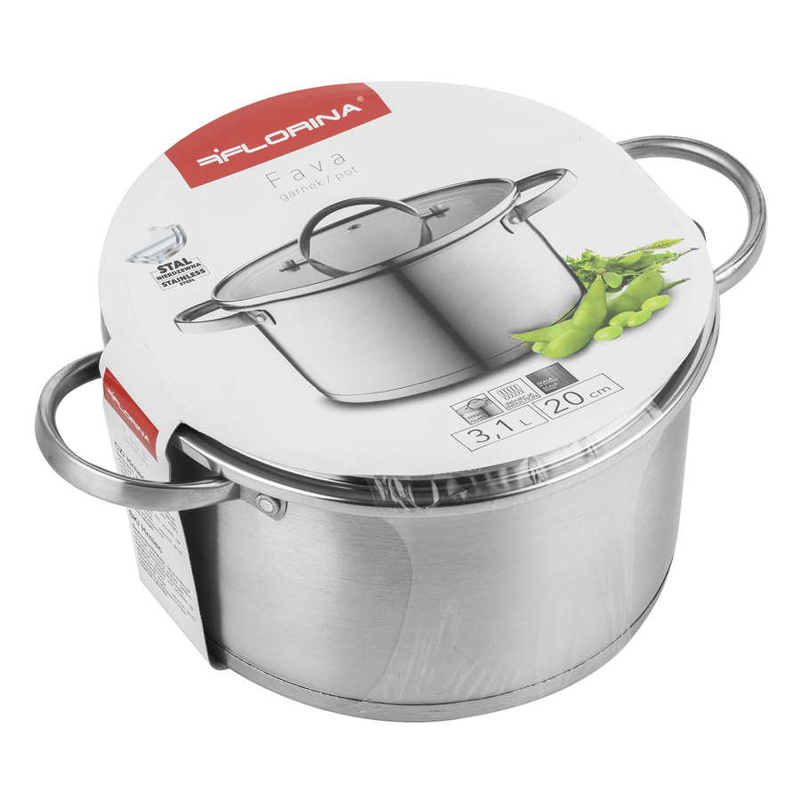 Garnek nierdzewny z pokrywką Florina Fava 20 cm 3,1 l