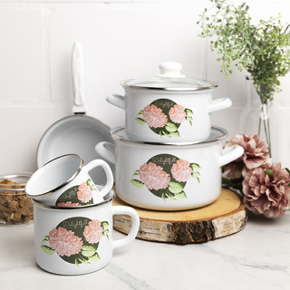 Garnek emaliowany na indukcję i gaz Emalia Polska Pleszew Hortensja 18 cm 2,6 l 