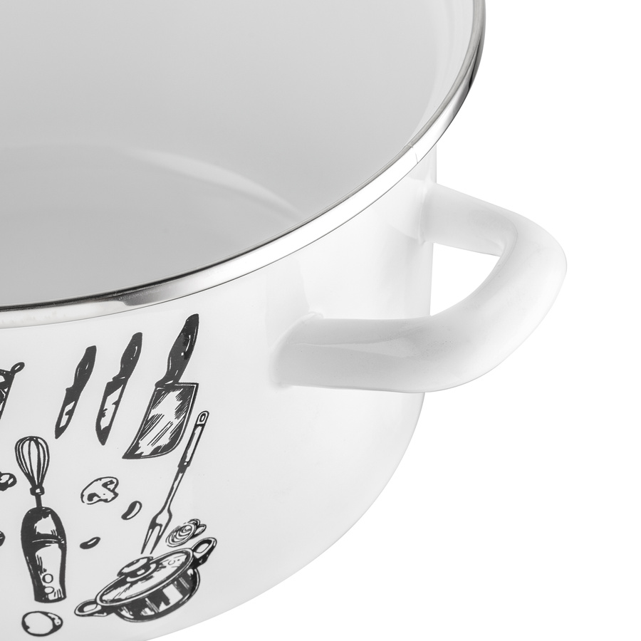 Garnek emaliowany prosty Kitchen White 22cm 5,3l