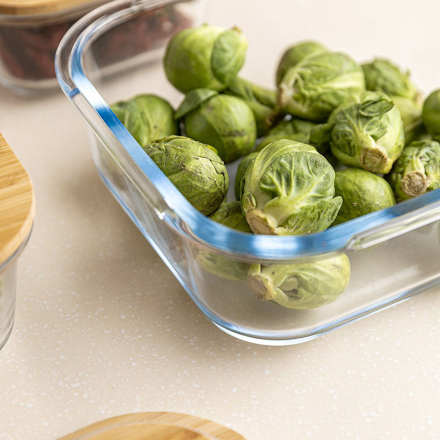 Szklany pojemnik z bambusową pokrywką do przechowywania żywności Florina Clavato 1,2 l