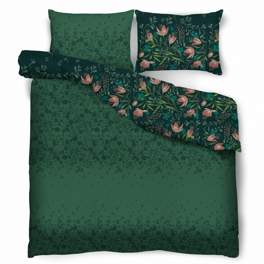 Komplet pościeli Miss Lucy Sweet Dream Green Lily 220x200 cm 2x70x80 cm