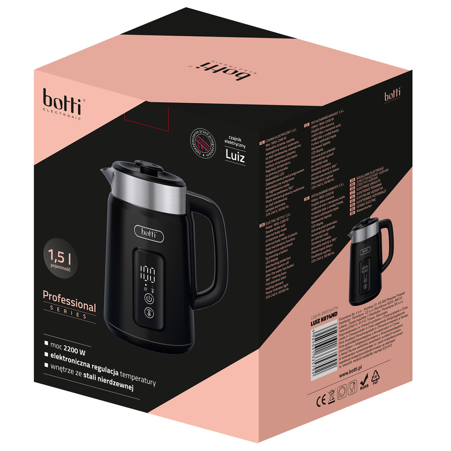 Czajnik elektryczny Botti Electronic Luiz 1,5 l czarny