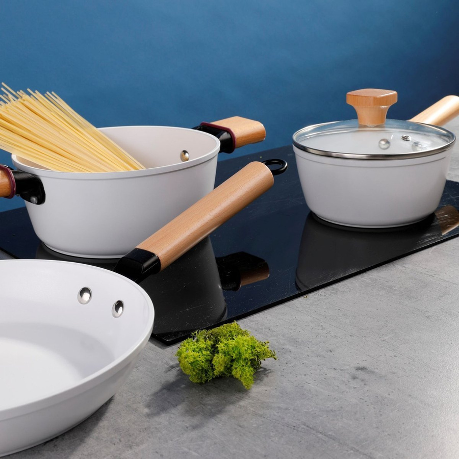 Komplet garnków z powłoką ceramiczną Florina Aspen białe 1,3 l; 2,2 l; 3,9 l; 5 l