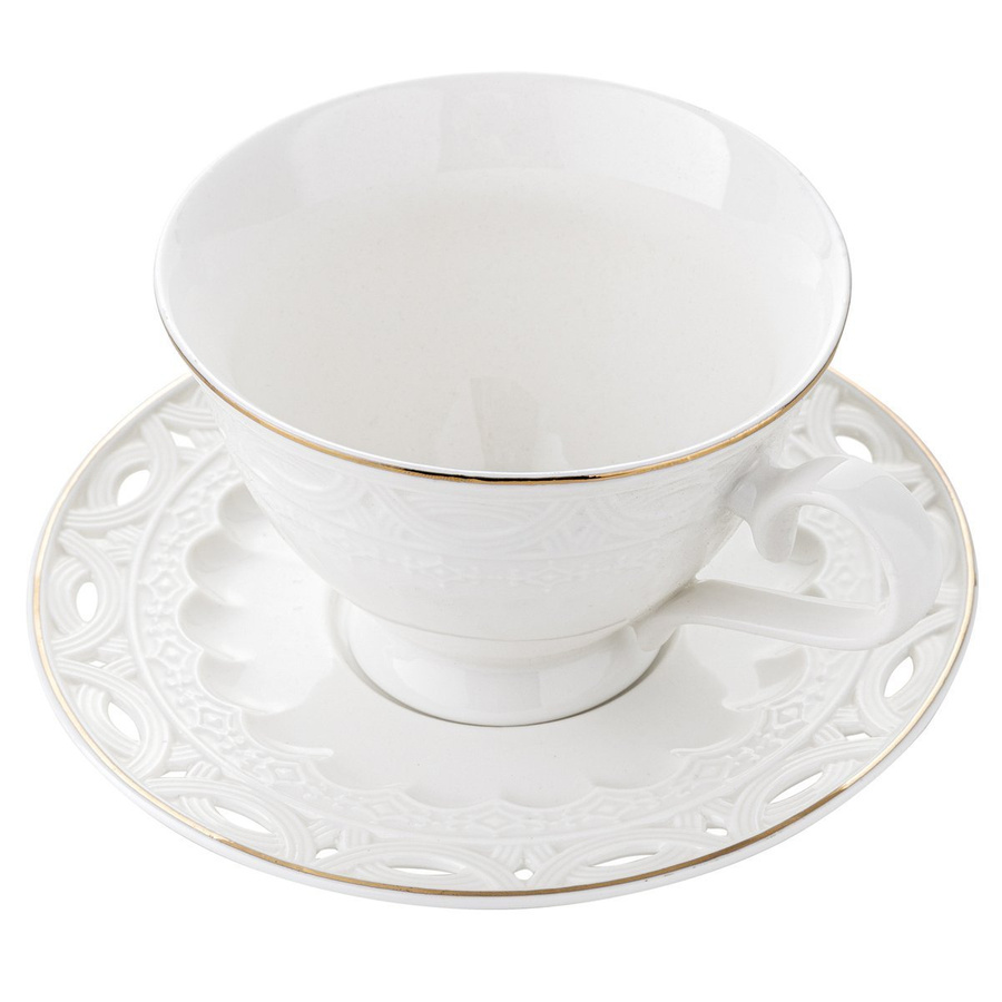 Filiżanki porcelanowe ze spodkami Sima Florina 220 ml 2 sztuki