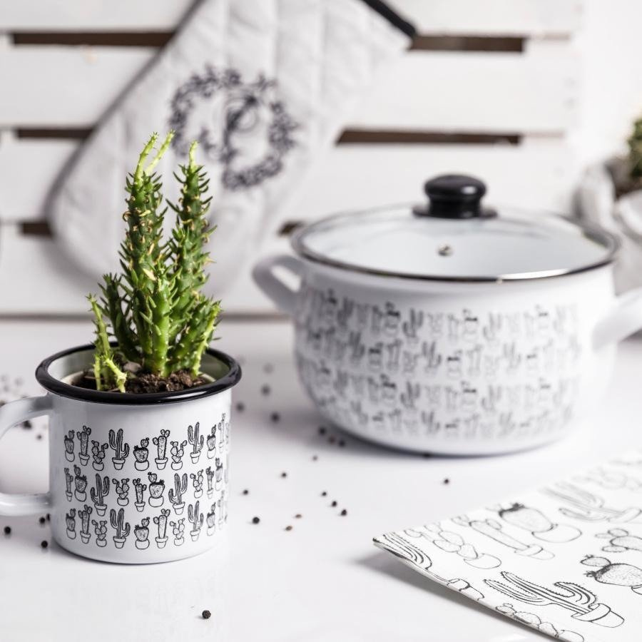 Garnek emaliowany Emalia Polska Pleszew Cactus Pyza 16 cm 2,2 l