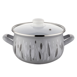 Garnek emaliowany Emalia Polska Pleszew Autumn Pyza 18 cm 2,8 l szary