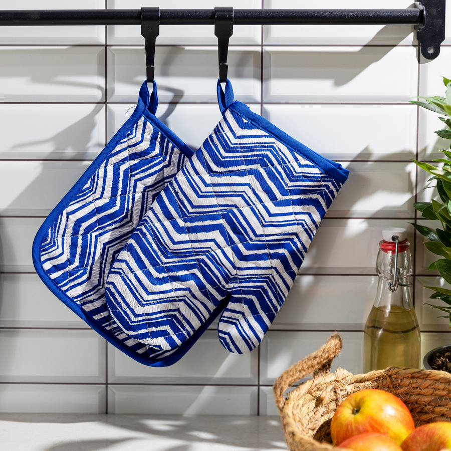 Rękawica kuchenna i łapka kuchenna Miss Lucy Blue 18x25 cm; 20x20 cm