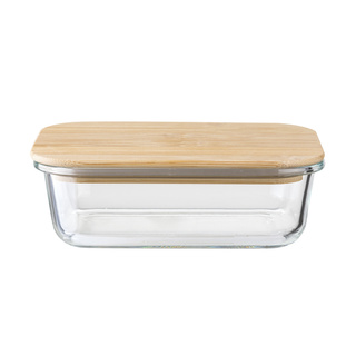 Szklany pojemnik z bambusową pokrywką Florina Clavato 630 ml prostokątny
