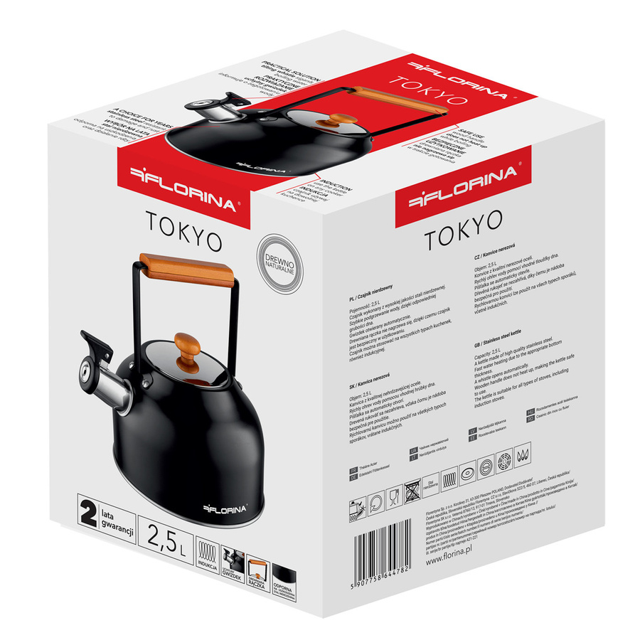 Czajnik nierdzewny Florina Tokyo 2,5 l czarny