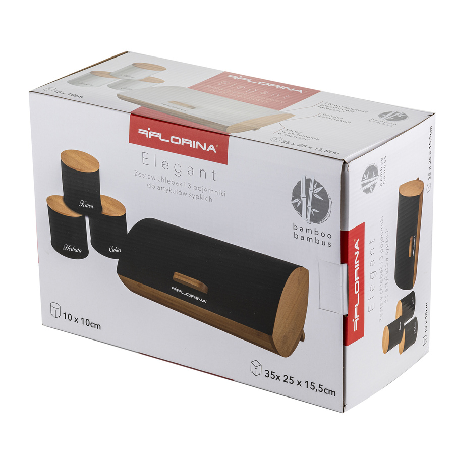 Zestaw kuchenny chlebak i 3 pojemniki na kawę herbatę cukier Florina Elegant biały