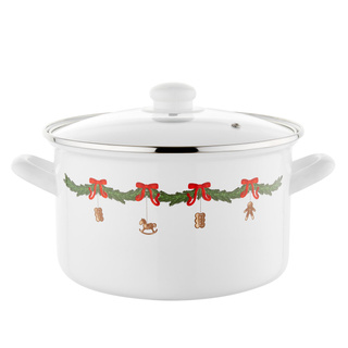 Garnek emaliowany świąteczny Emalia Polska Pleszew Santa Love 22 cm 5,3 l