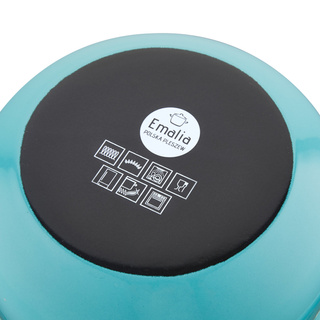 Garnek emaliowany z pokrywką Emalia Polska Pleszew Capri morski 22 cm 5,3 l