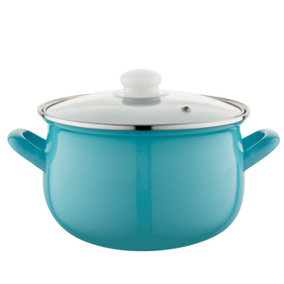 Garnek emaliowany z pokrywką Emalia Polska Pleszew Capri morski 20 cm 4,2 l