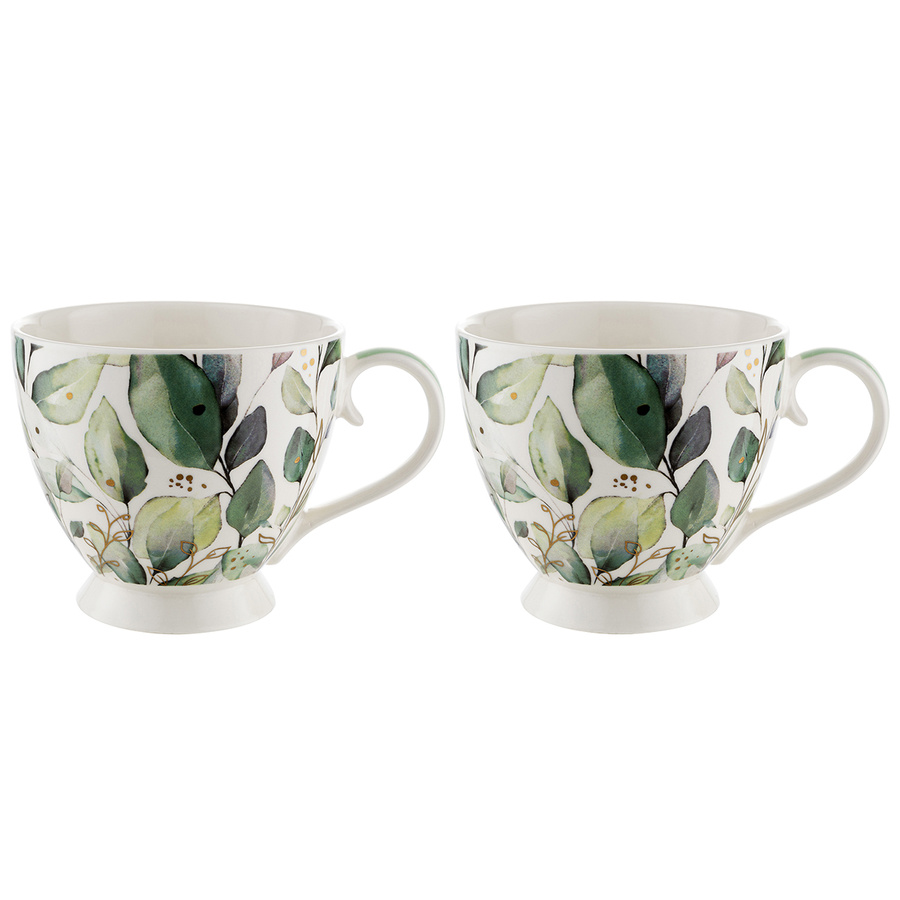 Porcelanowe kubki na nóżce Florina Olive 440 ml 2 sztuki