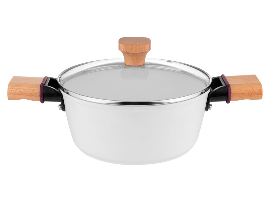 Garnek aluminiowy z powłoką ceramiczną Florina Aspen 28 cm 5 l biały