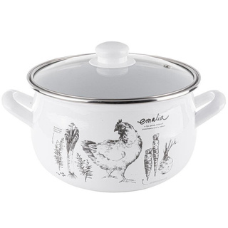 Garnek emaliowany z pokrywką Emalia Polska Pleszew Gallina 22 cm 5,3 l