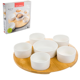 Miseczki do dipów Adria okrągłe kpl 6 szt. na podstawce Florina