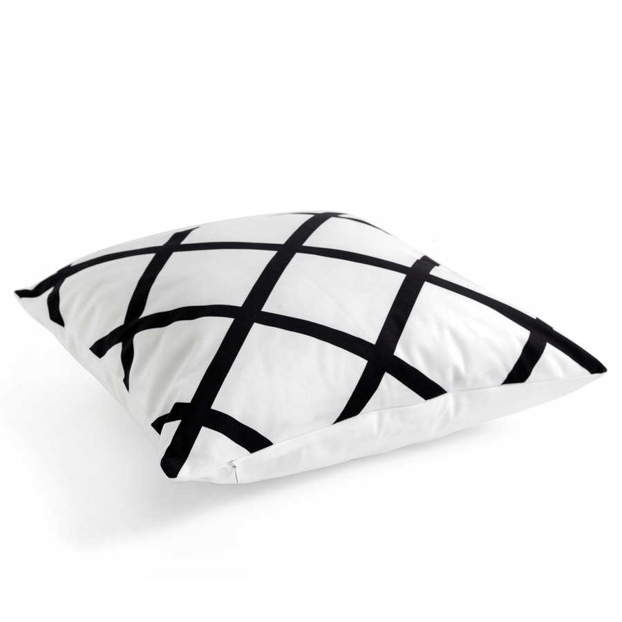 Poszewka na poduszkę w paski Miss Lucy Grid 40x40 cm czarno-biała