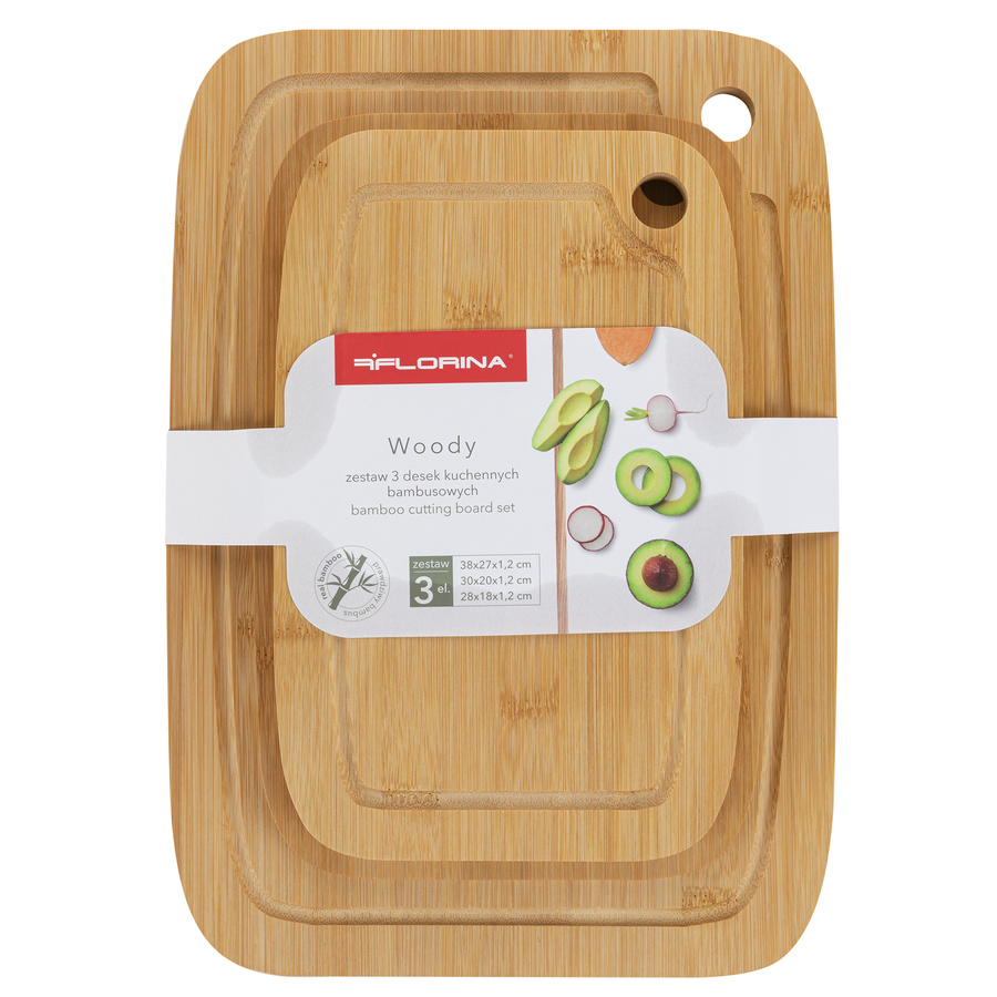 Zestaw 3 kuchennych desek bambusowych Florina Woody