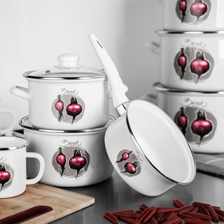 Kubek emaliowany na indukcję Emalia Polska Pleszew Burak 9 cm 550 ml 