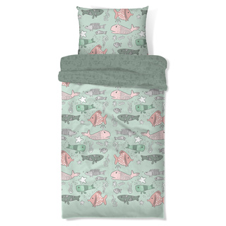 Komplet pościeli dziecięcej Miss Lucy Forever Young Rybki 140x200 cm i 70x80 cm