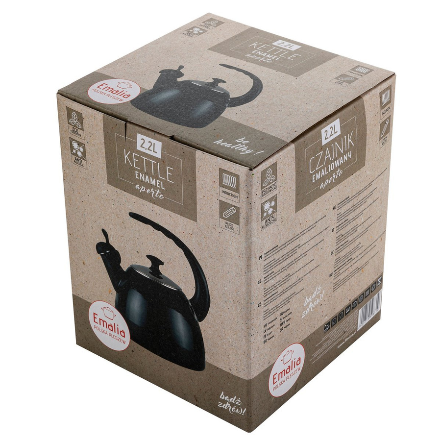 Czajnik emaliowany 2,2l Aperto gładki czarny