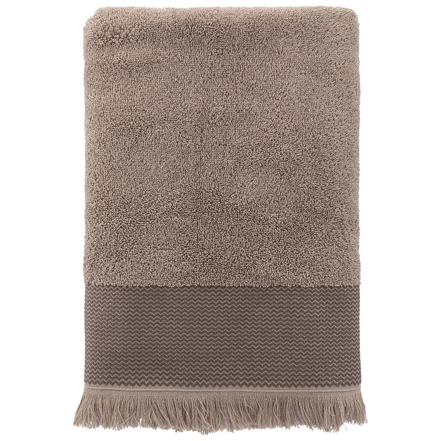 Ręcznik bawełniany z frędzlami Miss Lucy Natika 70x140 cm jasny brąz 