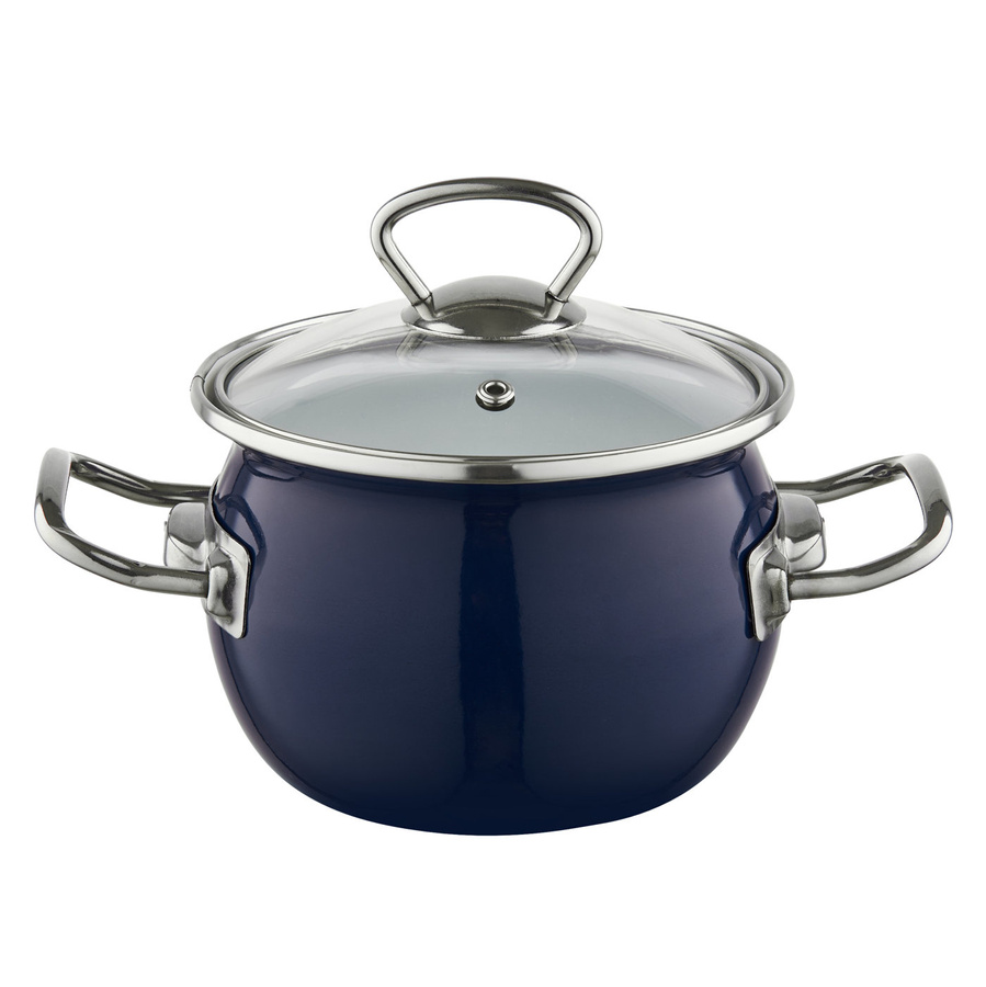Garnek emaliowany Emalia Polska Pleszew Berry 16 cm 1,5 l granatowy