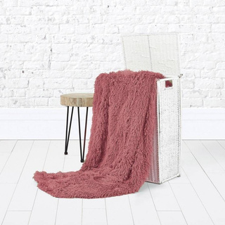 Koc Miss Lucy Futrzak 155 x 210 cm pudrowy róż