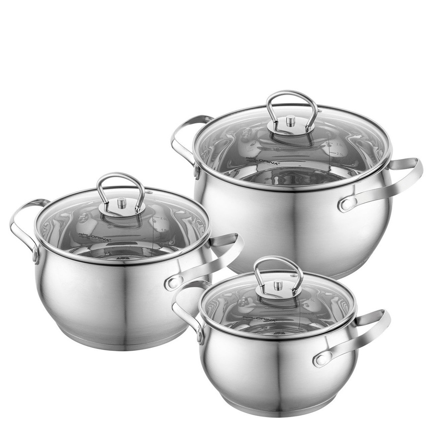 Komplet garnków nierdzewnych Florina Alex satyna 6-elementowy