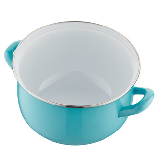 Garnek emaliowany z pokrywką Emalia Polska Pleszew Capri morski 16 cm 2,2 l