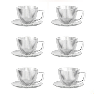 Zestaw 6 filiżanek szklanych ze spodkiem Florina Rimini 250 ml