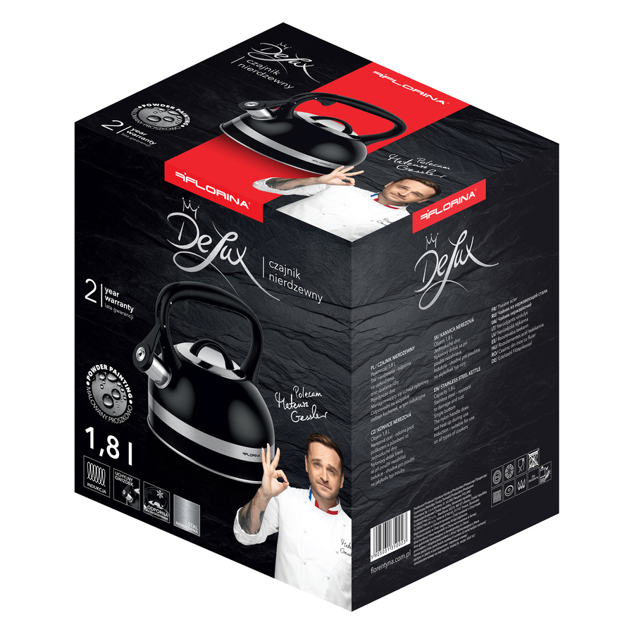 Czajnik nierdzewny 1,8 l Delux czarny