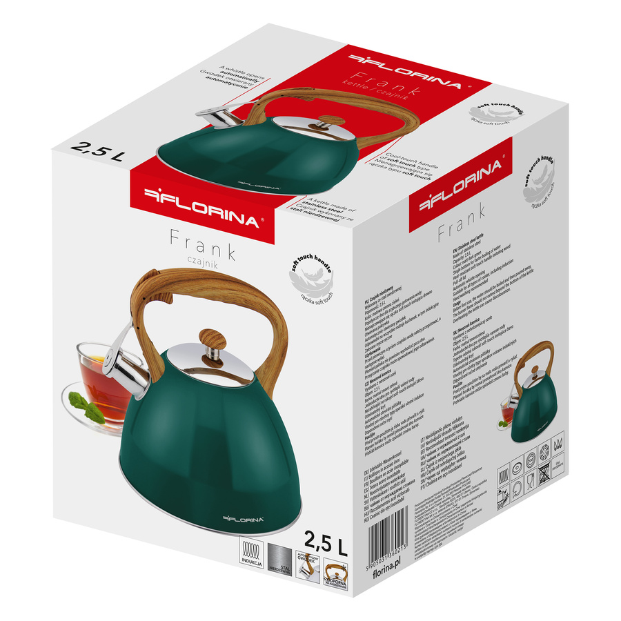 Czajnik nierdzewny Frank 2,5 l, ciemnozielony