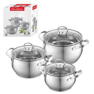 Komplet garnków nierdzewnych Florina Alex satyna 6-elementowy