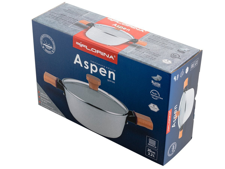 Garnek aluminiowy z powłoką ceramiczną Florina Aspen 20 cm 2,2 l biały
