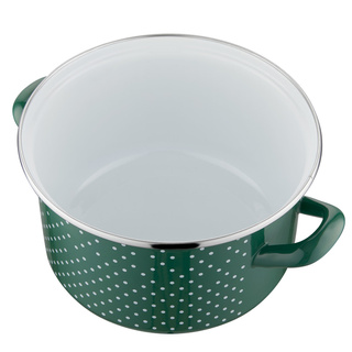 Garnek emaliowany na indukcję Emalia Polska Pleszew Retro 22 cm 5,3 l zielony 