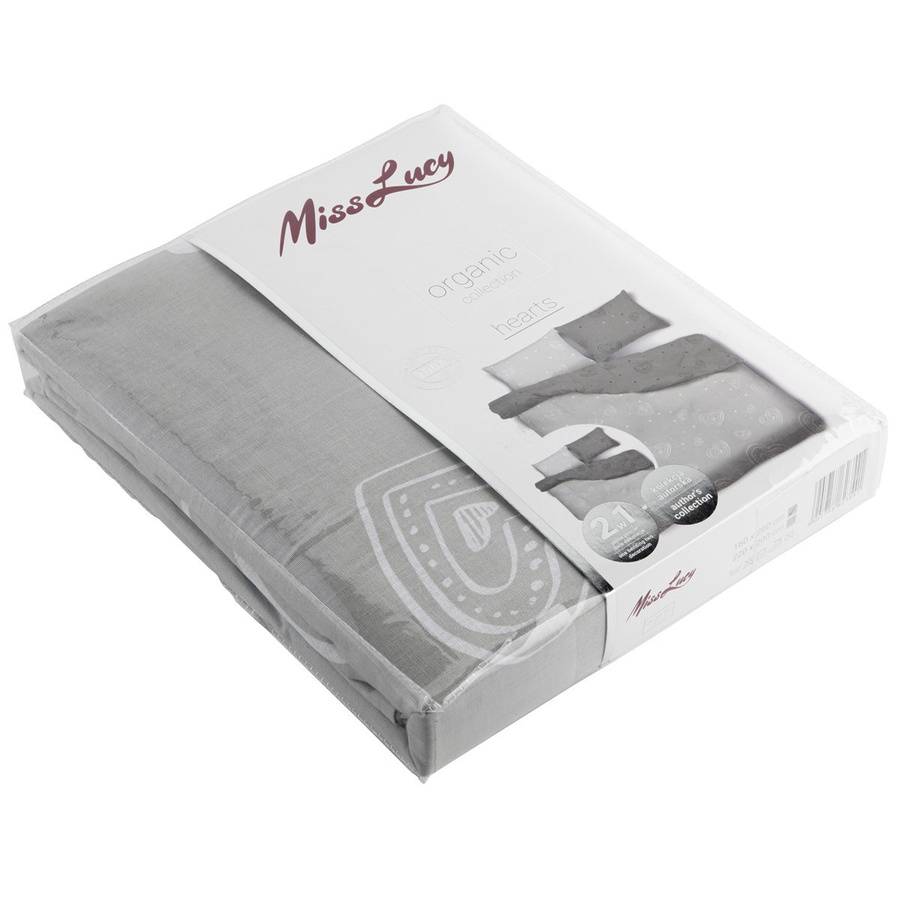 Komplet pościeli Miss Lucy Organic Hearts 220 x 200 cm / 2 x 70 x 80 cm bawełna