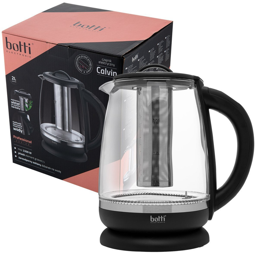 Czajnik elektryczny z regulacją temperatury szklany Botti Electronic Calvin 2l