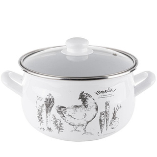 Garnek emaliowany z pokrywką Emalia Polska Pleszew Gallina 16 cm 2,2 l