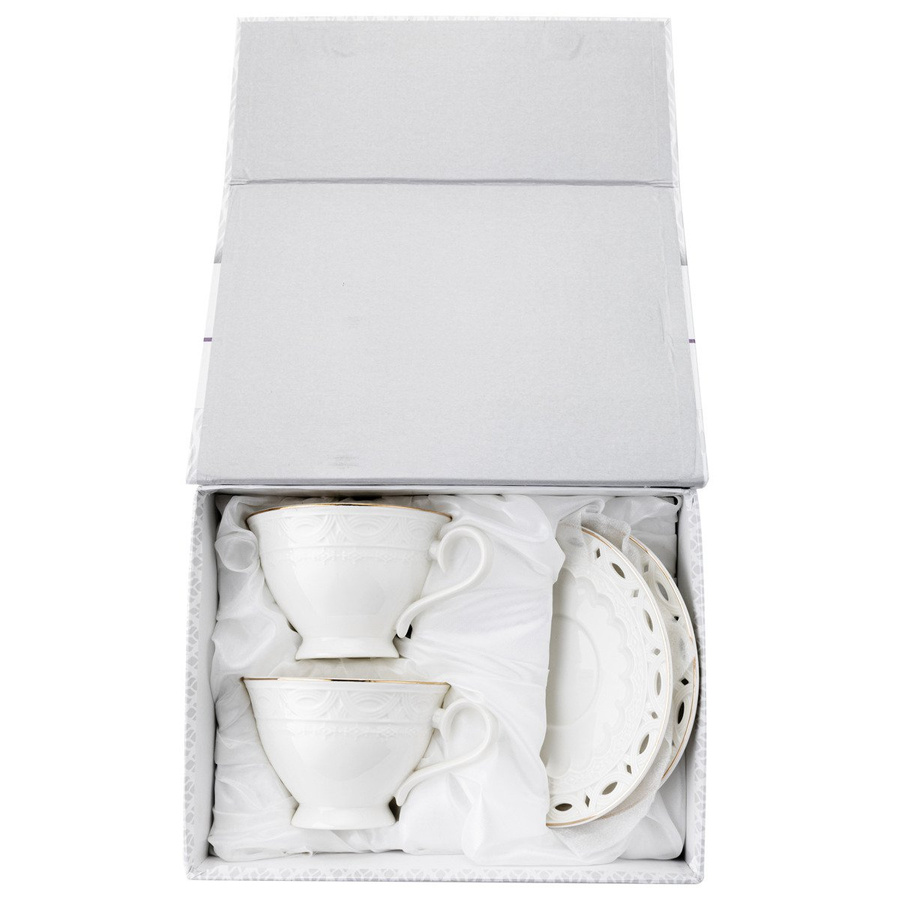 Filiżanki porcelanowe ze spodkami Sima Florina 220 ml 2 sztuki